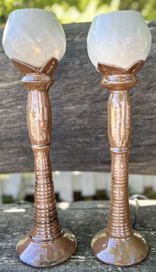 Ceramic Nikau Brown Table Lamp
