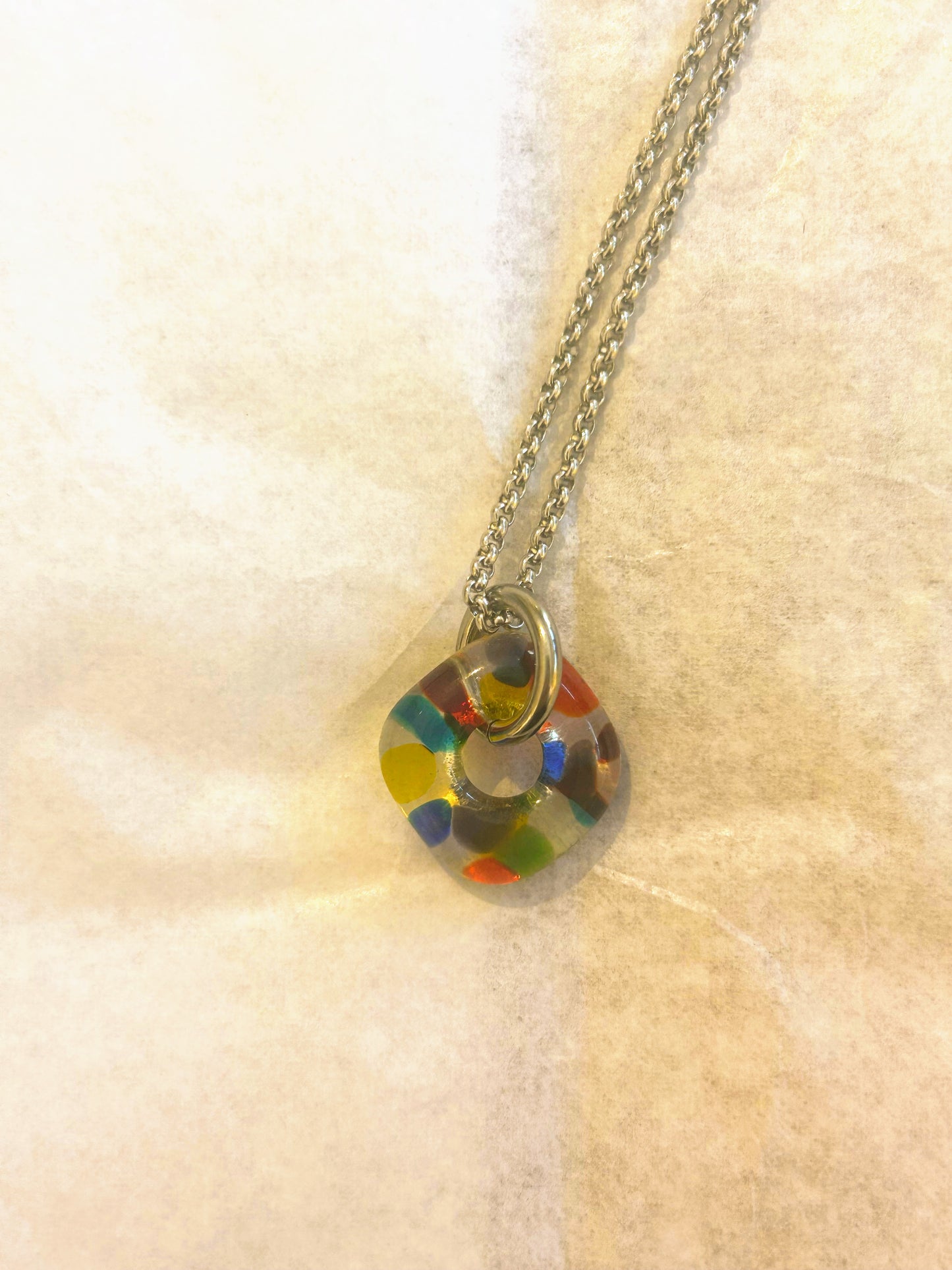 Rainbow Glass Bead Necklace