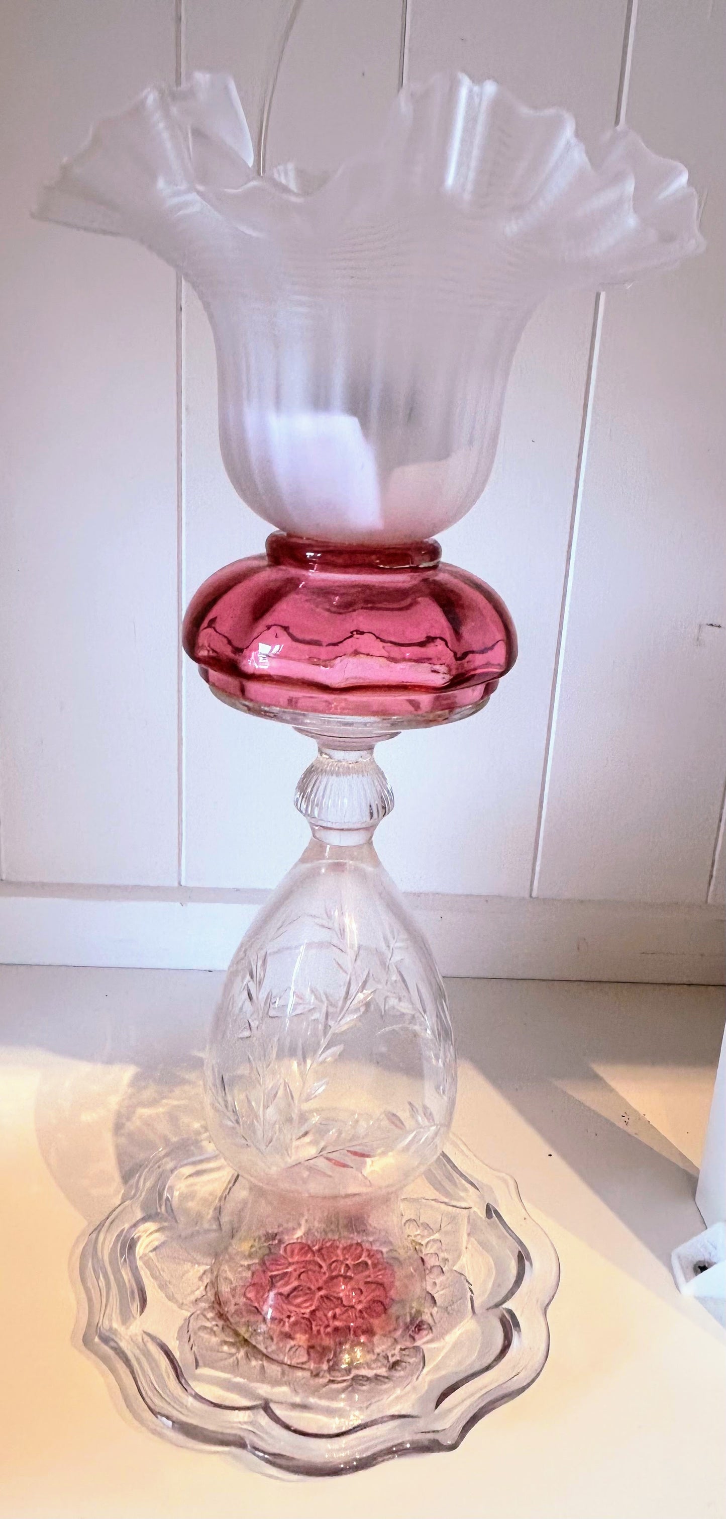 Large Upcycled Glass Oil Lamp