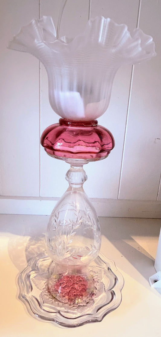 Large Upcycled Glass Oil Lamp