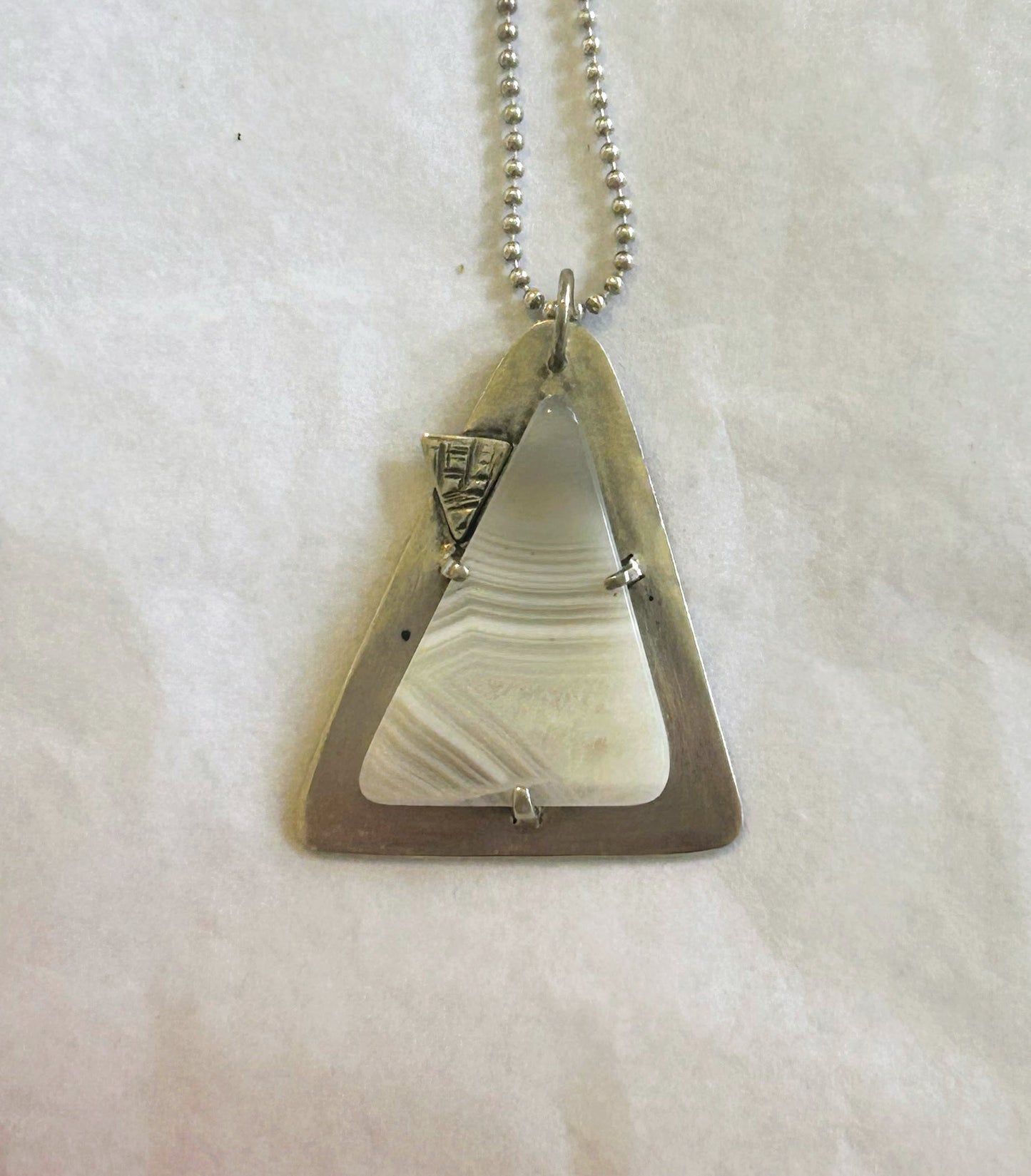 Sterling Silver & Banded Agate Necklace