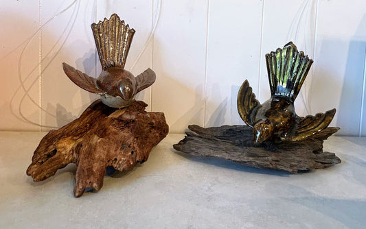 Fantail on wood