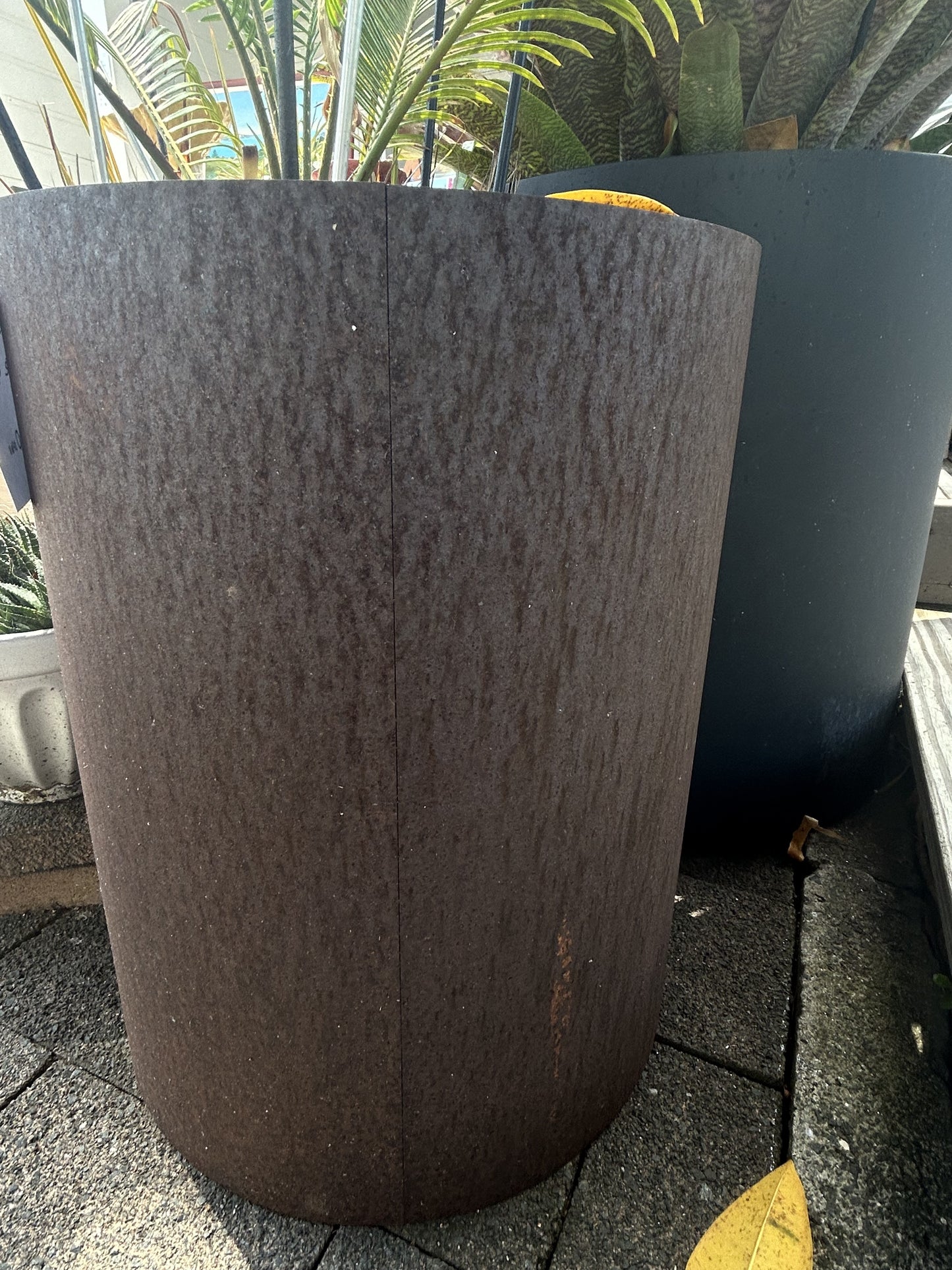 Corten Steel cylinder pot holder
