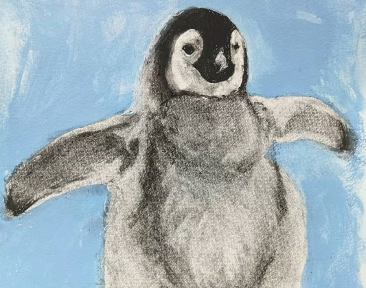 Original Charcoal and Acrylic Baby Penguin