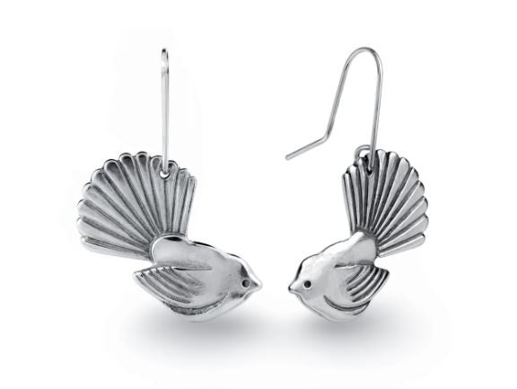 Large Fantail Earrings Silver