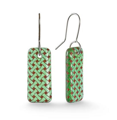 Earrings-WovenFlax-Green-Short