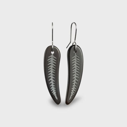 Silver Fern earrings - small - black