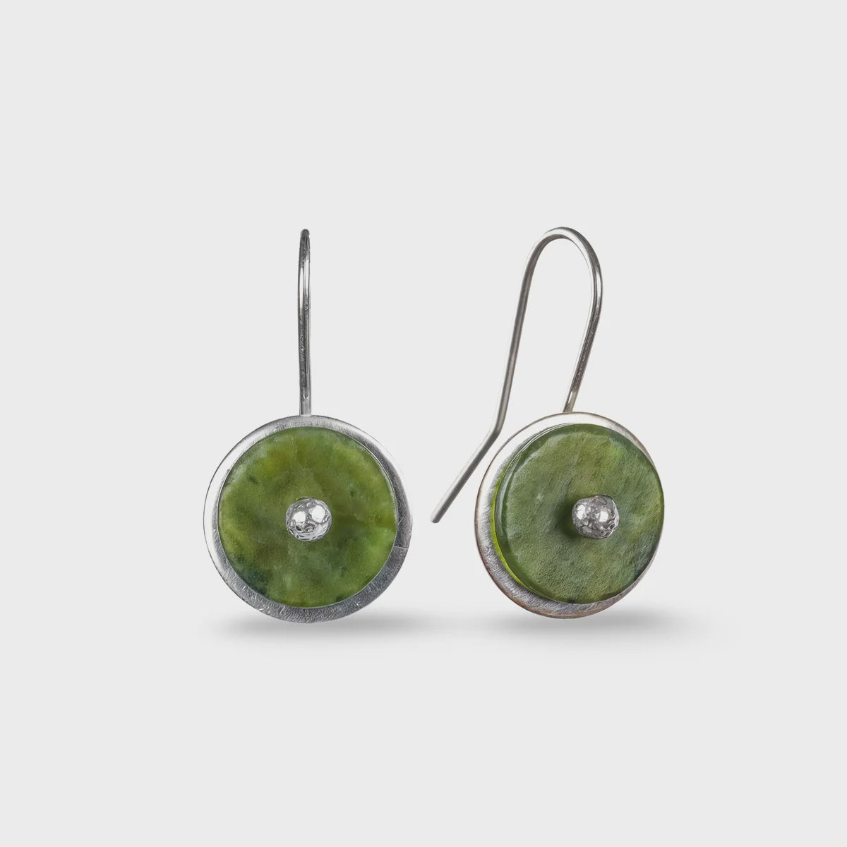 Silver Greenstone Disc earrings - small