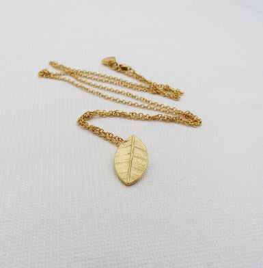 Gold Plated Leaf Charm Necklace