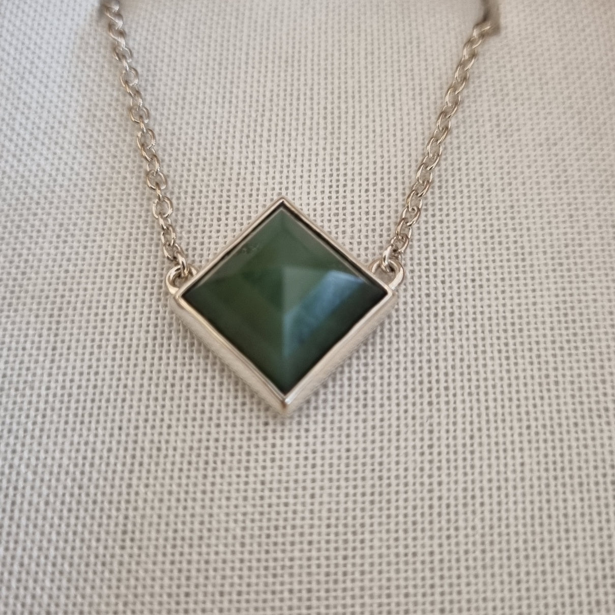 Square Pounamu & Fern Necklace