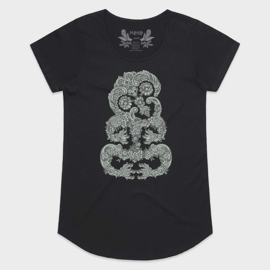 FLORAL TIKI WOMEN'S T-SHIRT - BLACK