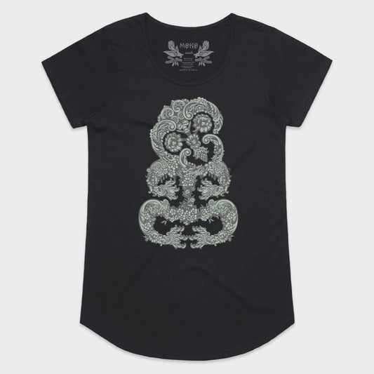 FLORAL TIKI WOMEN'S T-SHIRT - BLACK
