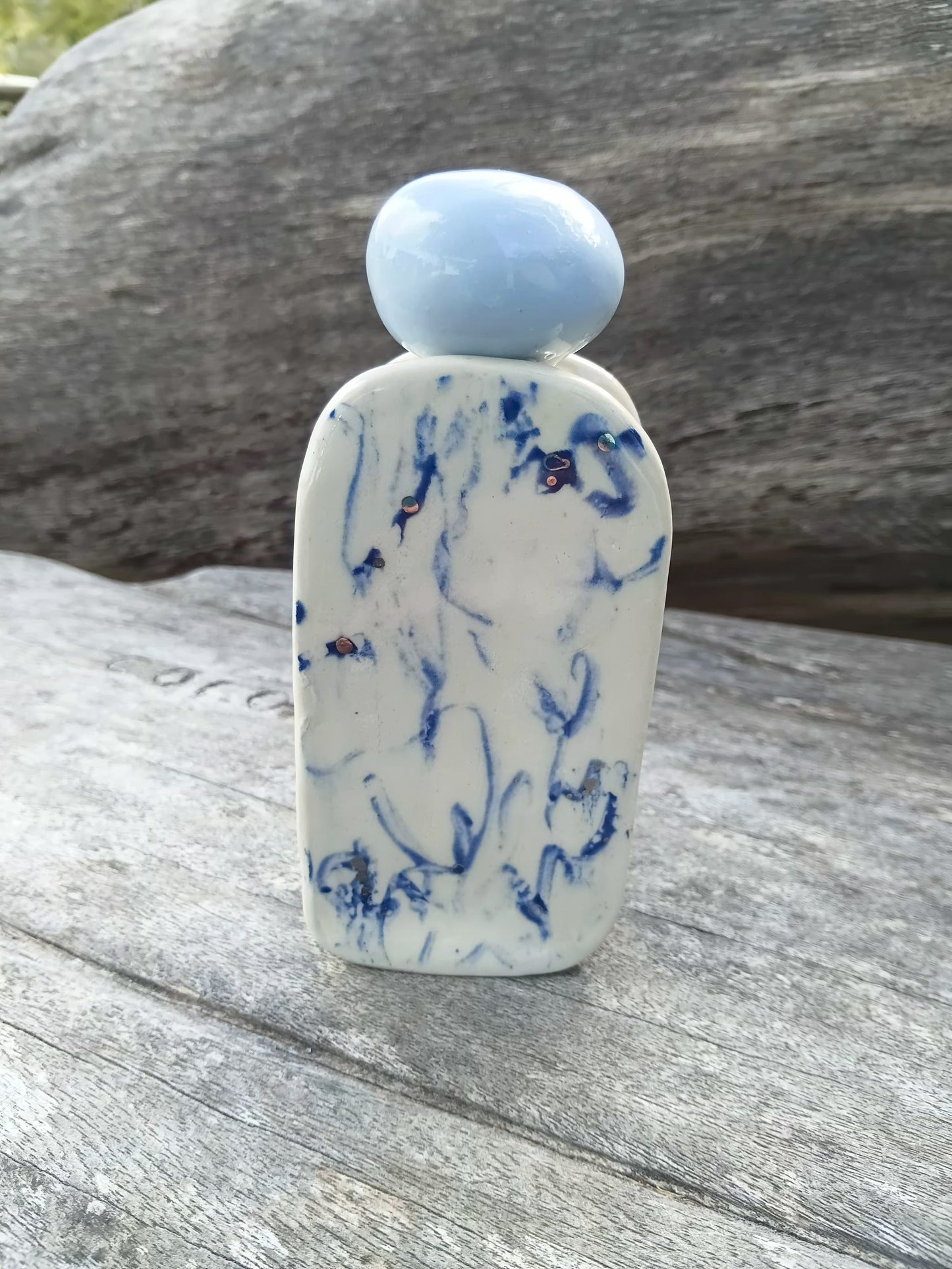 Perfume Bottle Large Blue with Stopper