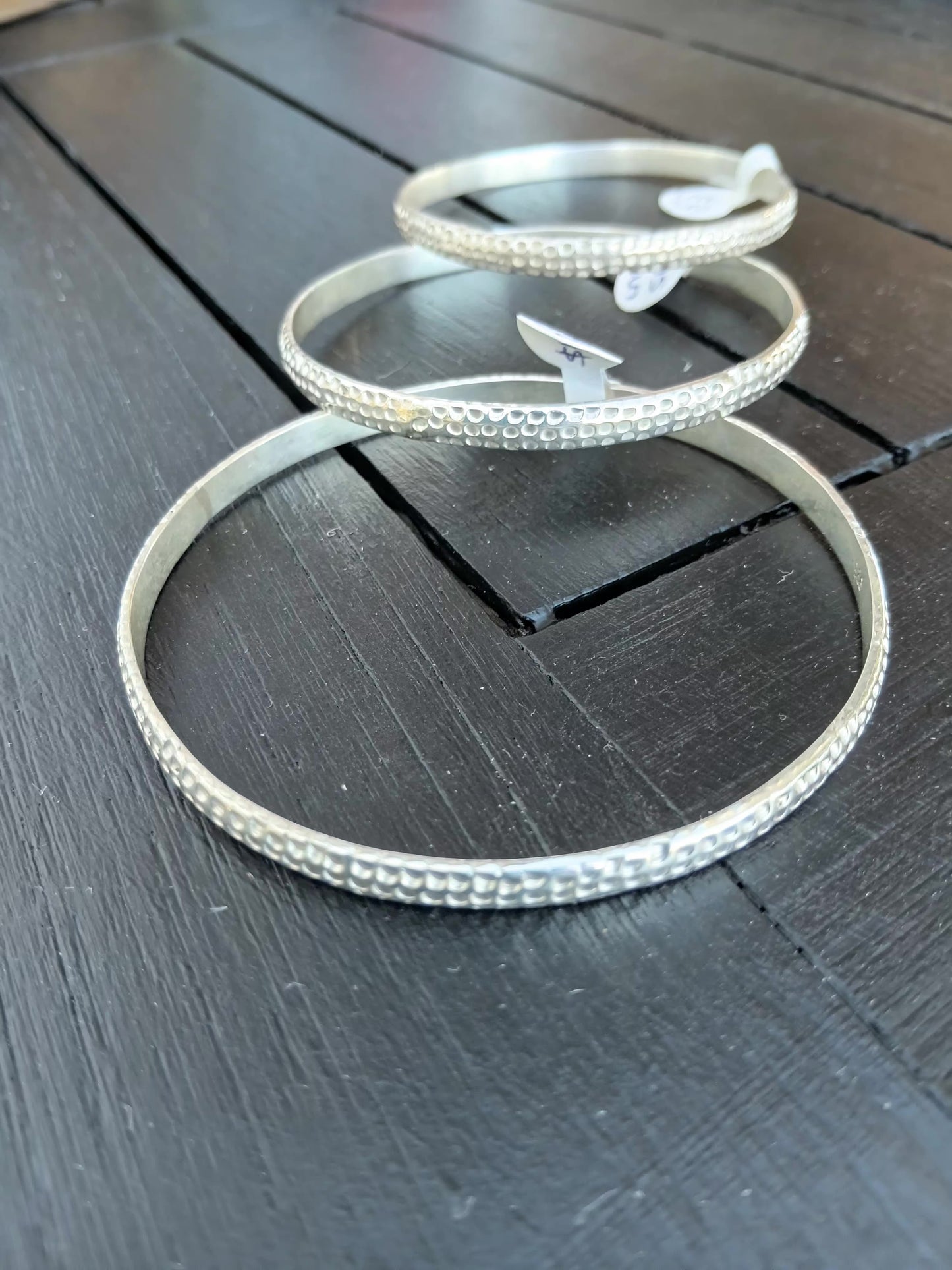 Dented Sterling Silver Bangle-S