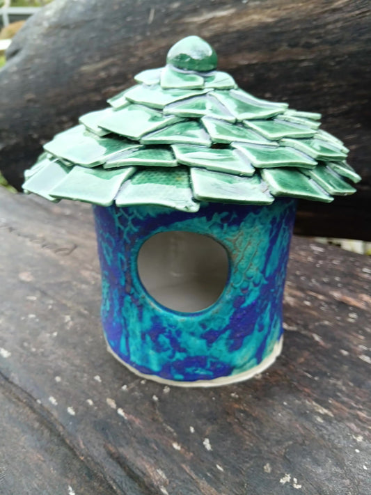 Ceramic Bird house  Blue