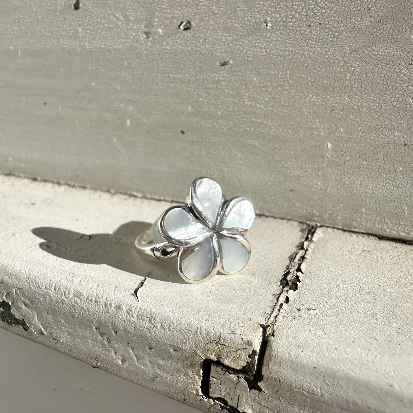 925 Silver Shell Flower ring