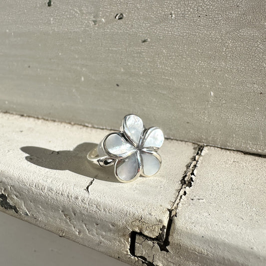 925 Silver Shell Flower ring