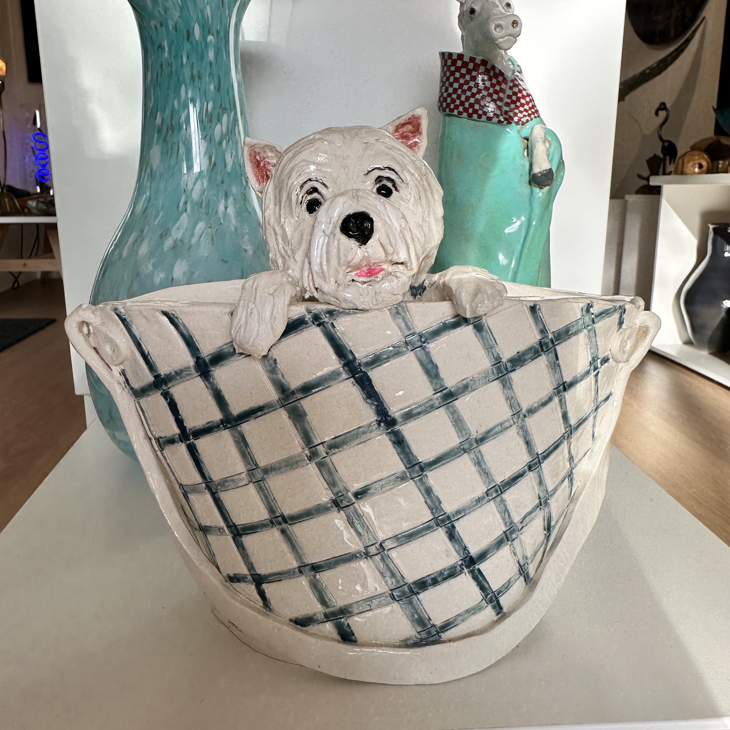 Dog in Basket - Westie