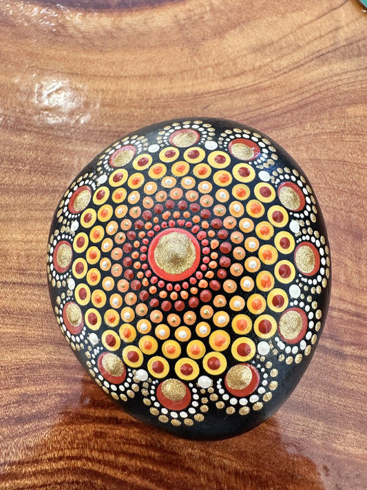 Orange/Red Hue Mandala Stone