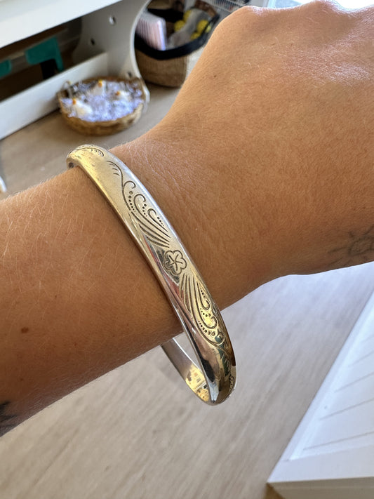 Solid Silver Cup Bangle
