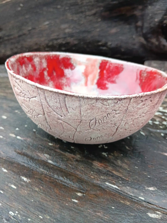 Ceramic Bowl red inside oxide outer