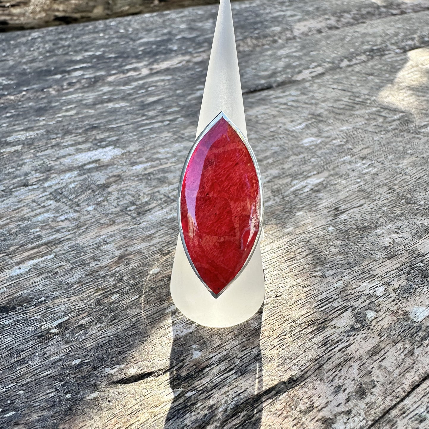 Red Stone (leaf) Ring