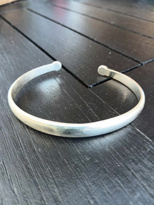 Solid Silver Cup Bangle Plain