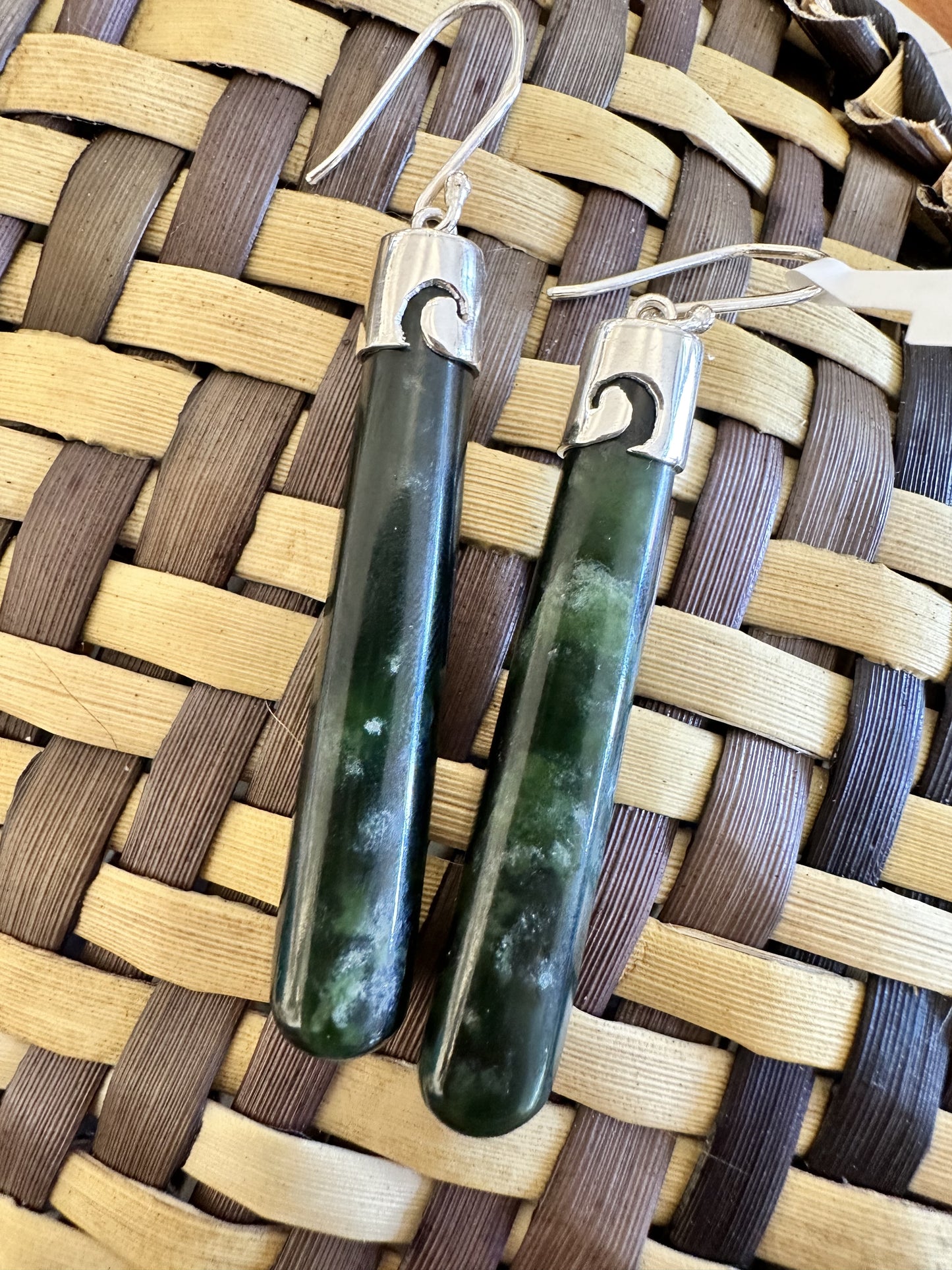 Sterling Silver Koru, Pounamu Drop Earrings