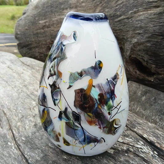 Oval Shard Vase -Opal White