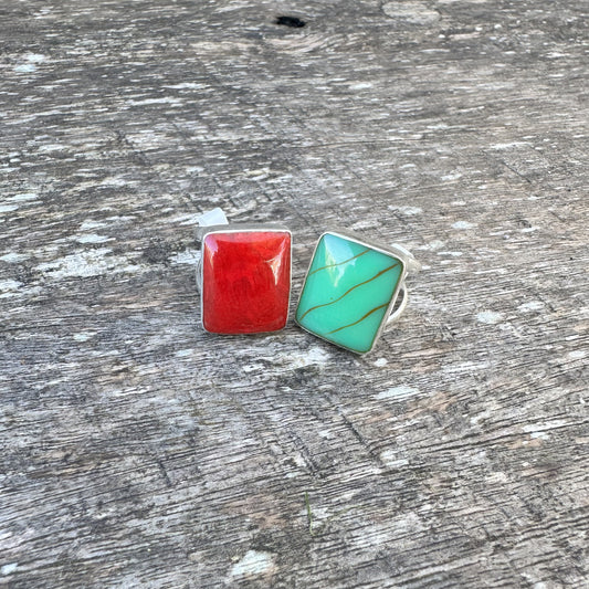 Sterling Silver Stone Ring (Square)