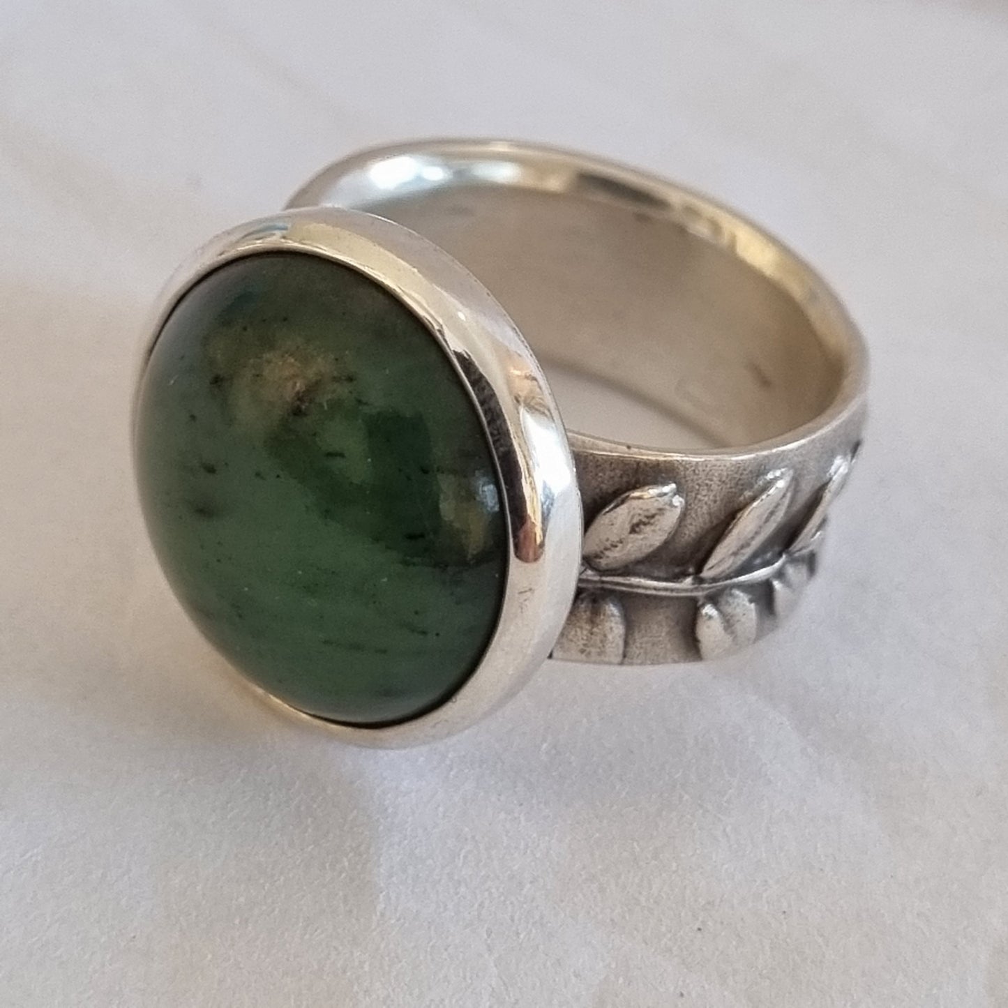Large Round Pounamu & Kowhai Ring