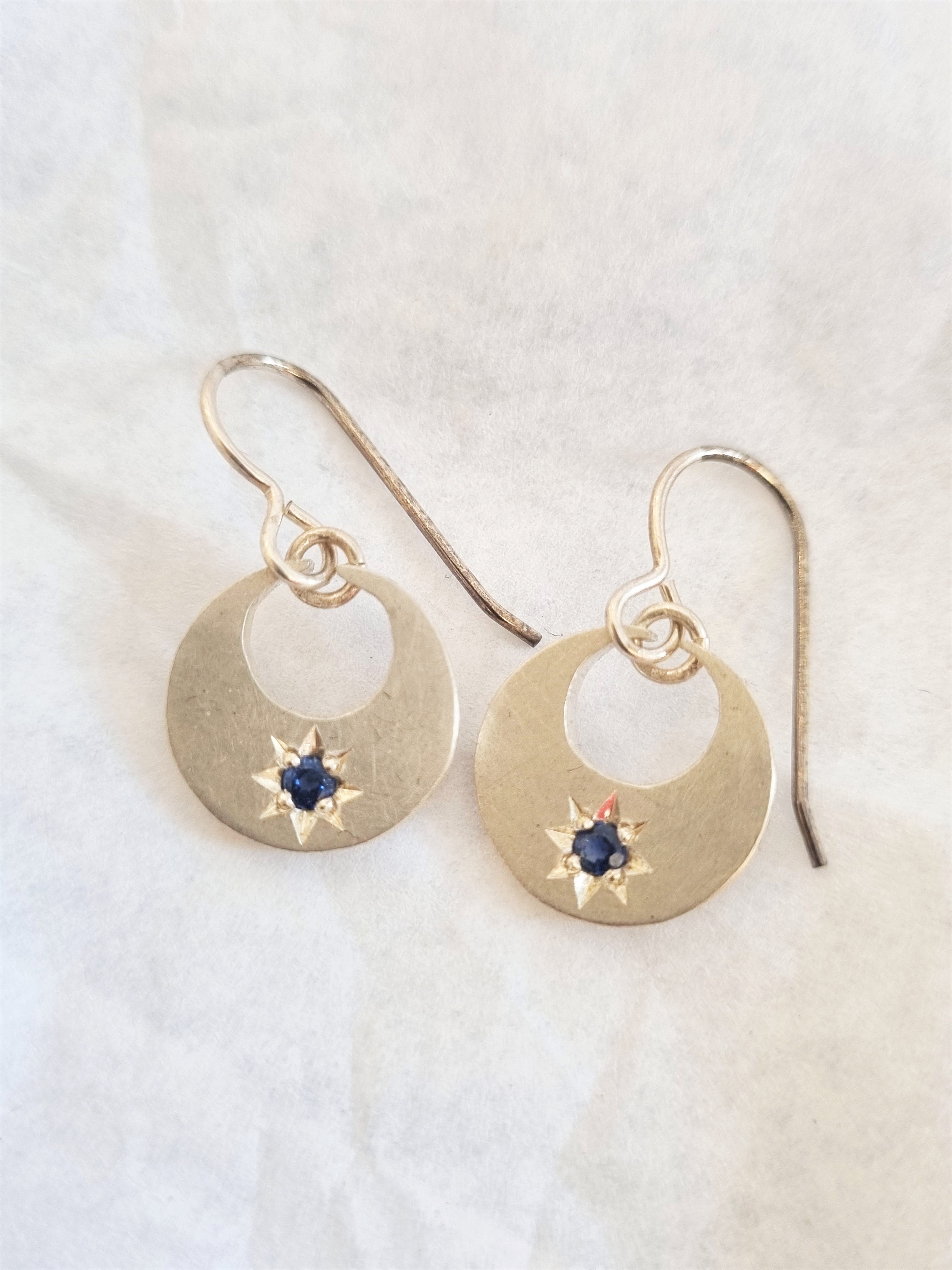 Moon and Star Sapphire Earrings