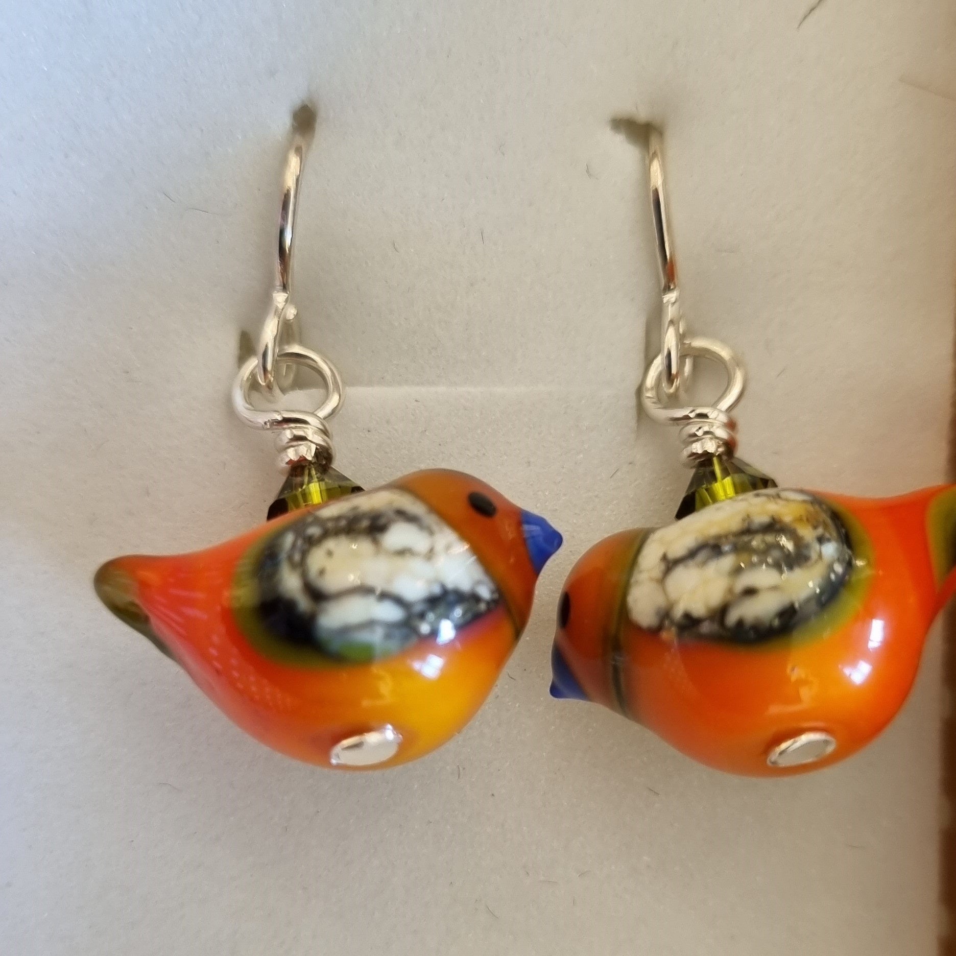 Orange birds Drop Earrings