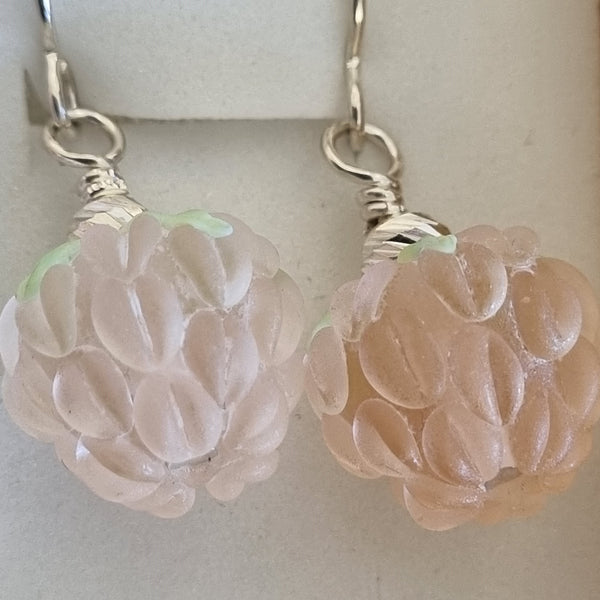 Opaque Baby pink flower Drop Earrings
