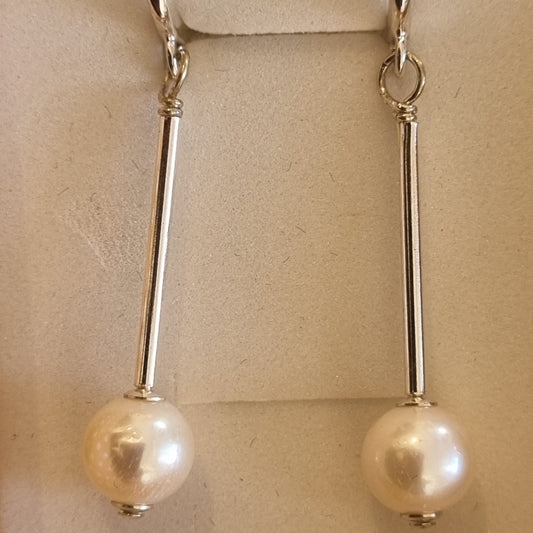 Long Stem Pearl look Drop Earrings