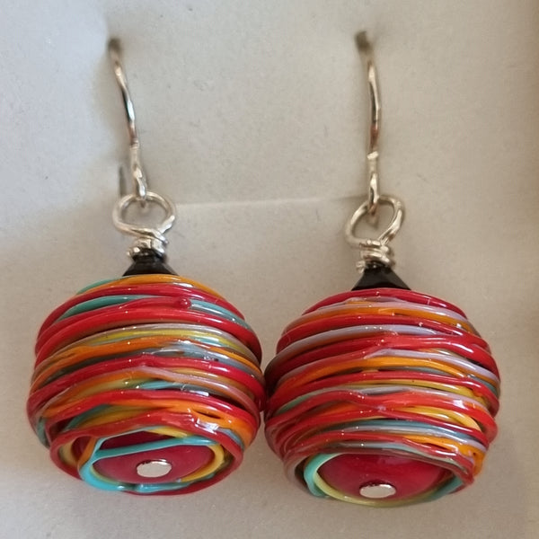 Multi coloured glass wire Drop Earrings