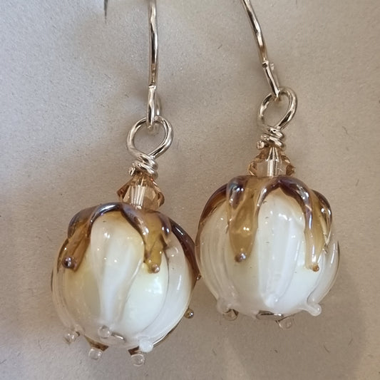 White Flower Drop Earrings