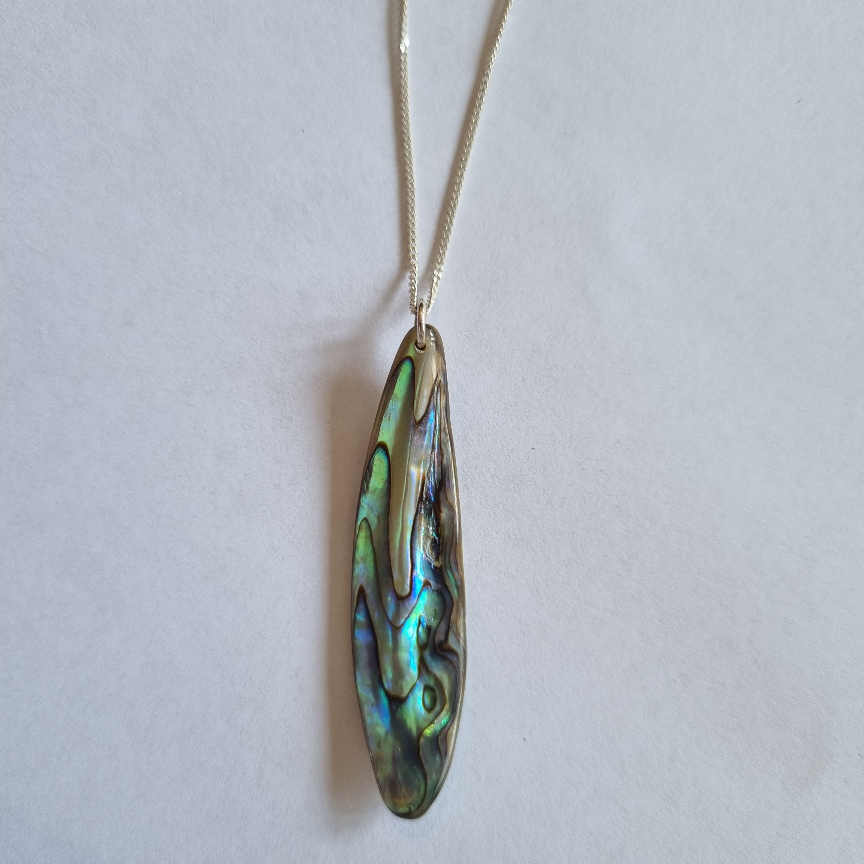 Paua necklace on silver chain