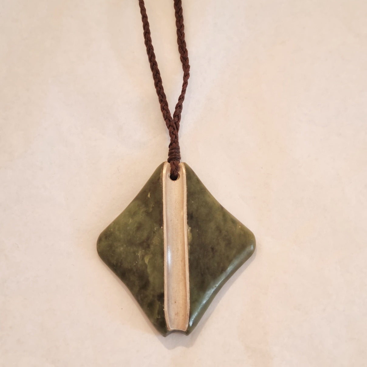 Maunga (mountain) Reflection pendant (with cord)