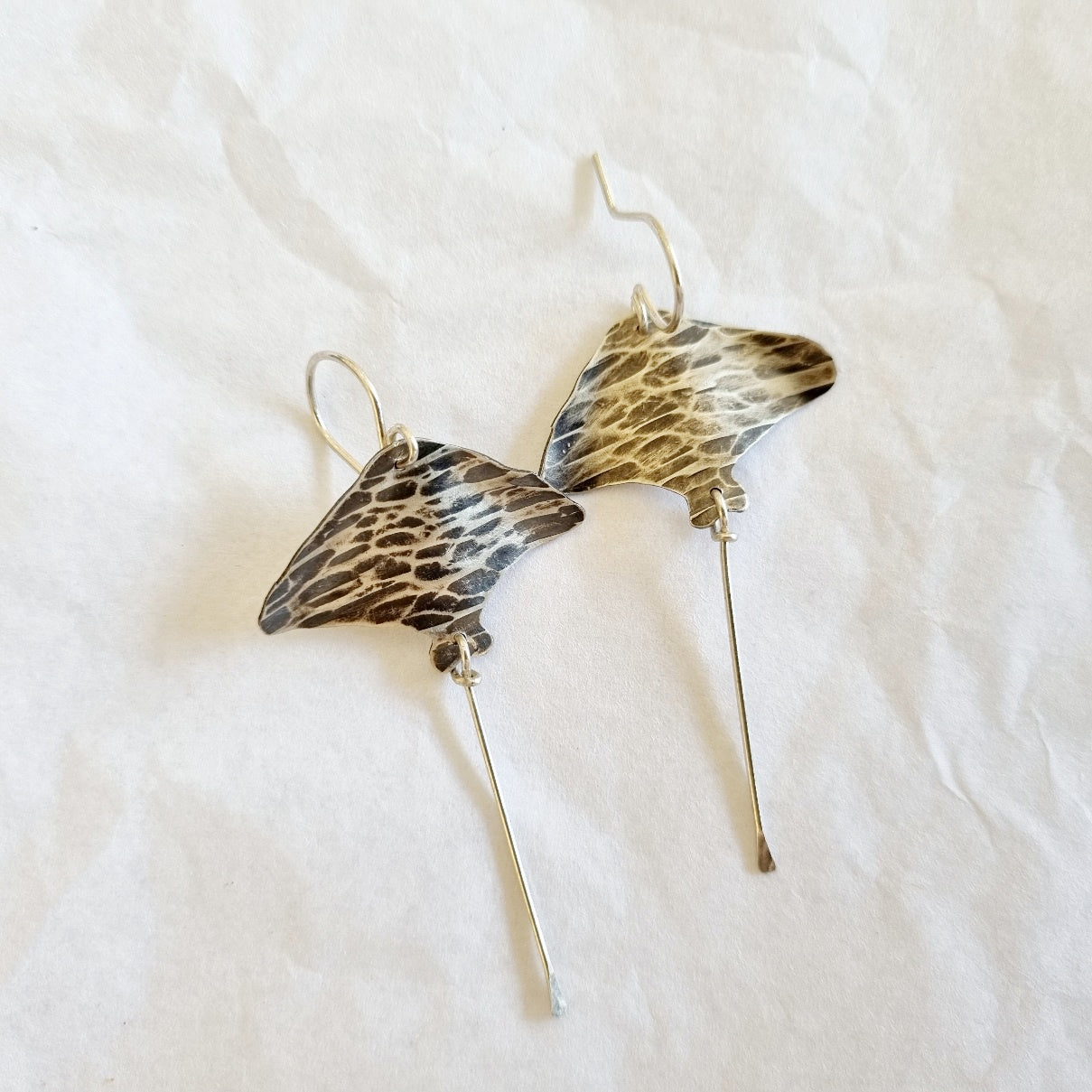 Stingray oxidised Silver earrings