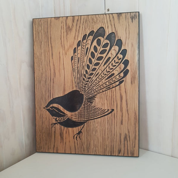 Black Fantail on ply