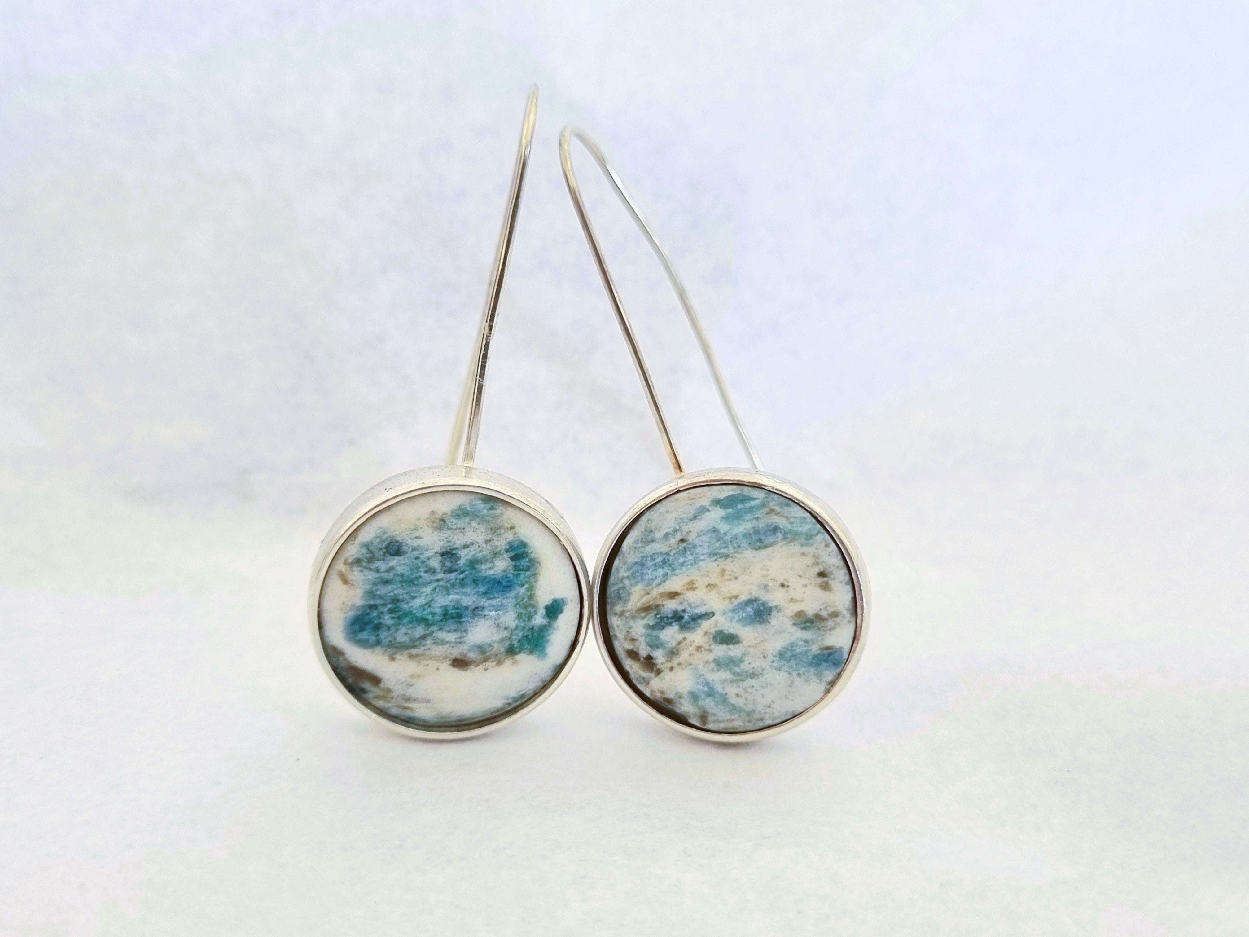 Flat Turquoise (Aotea) Disk Earrings