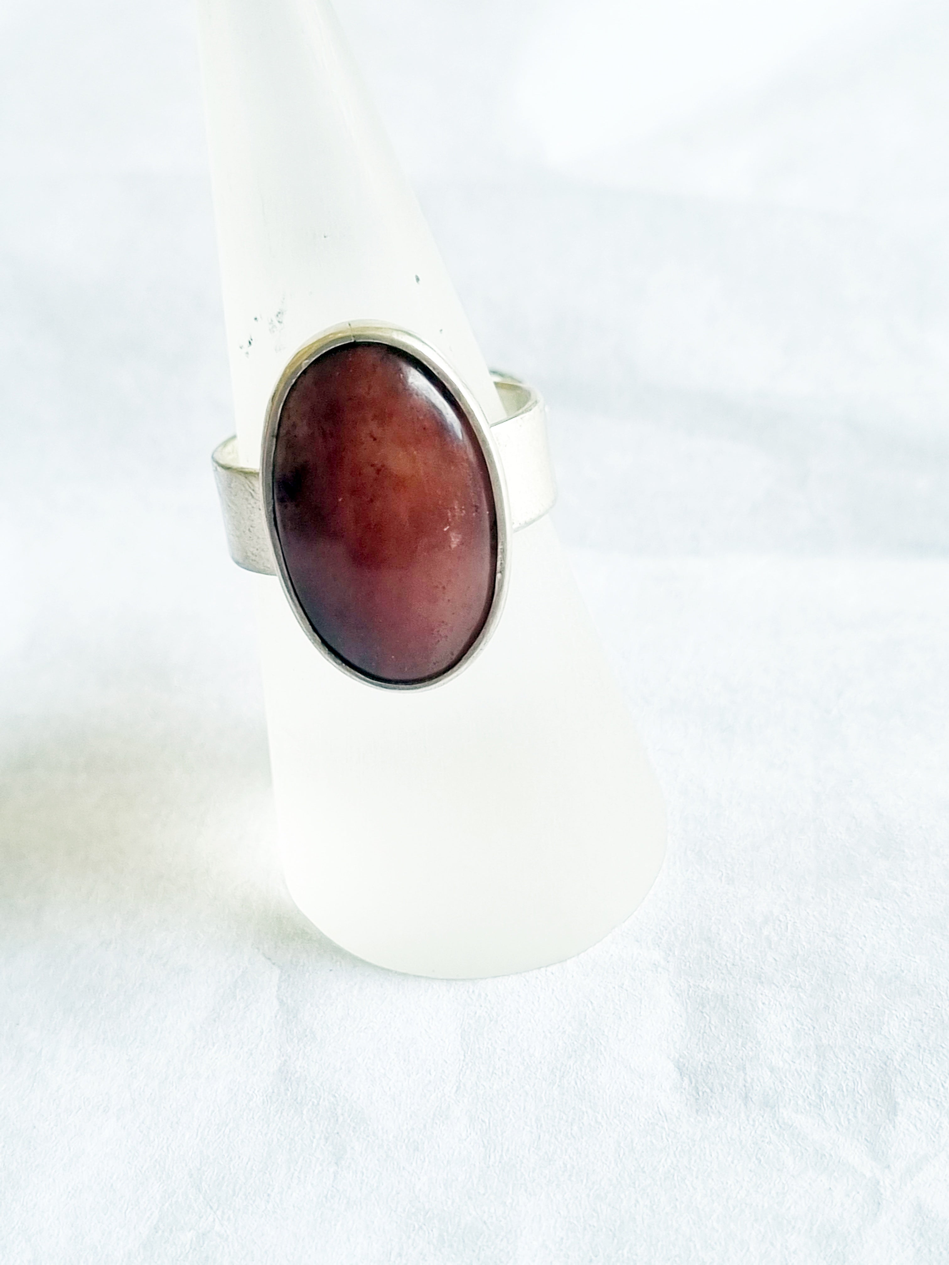 Narrow Oval Red Ring - Chalcedony