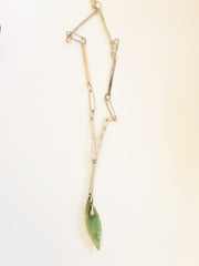 Pounamu leaf on sterling silver linked chain