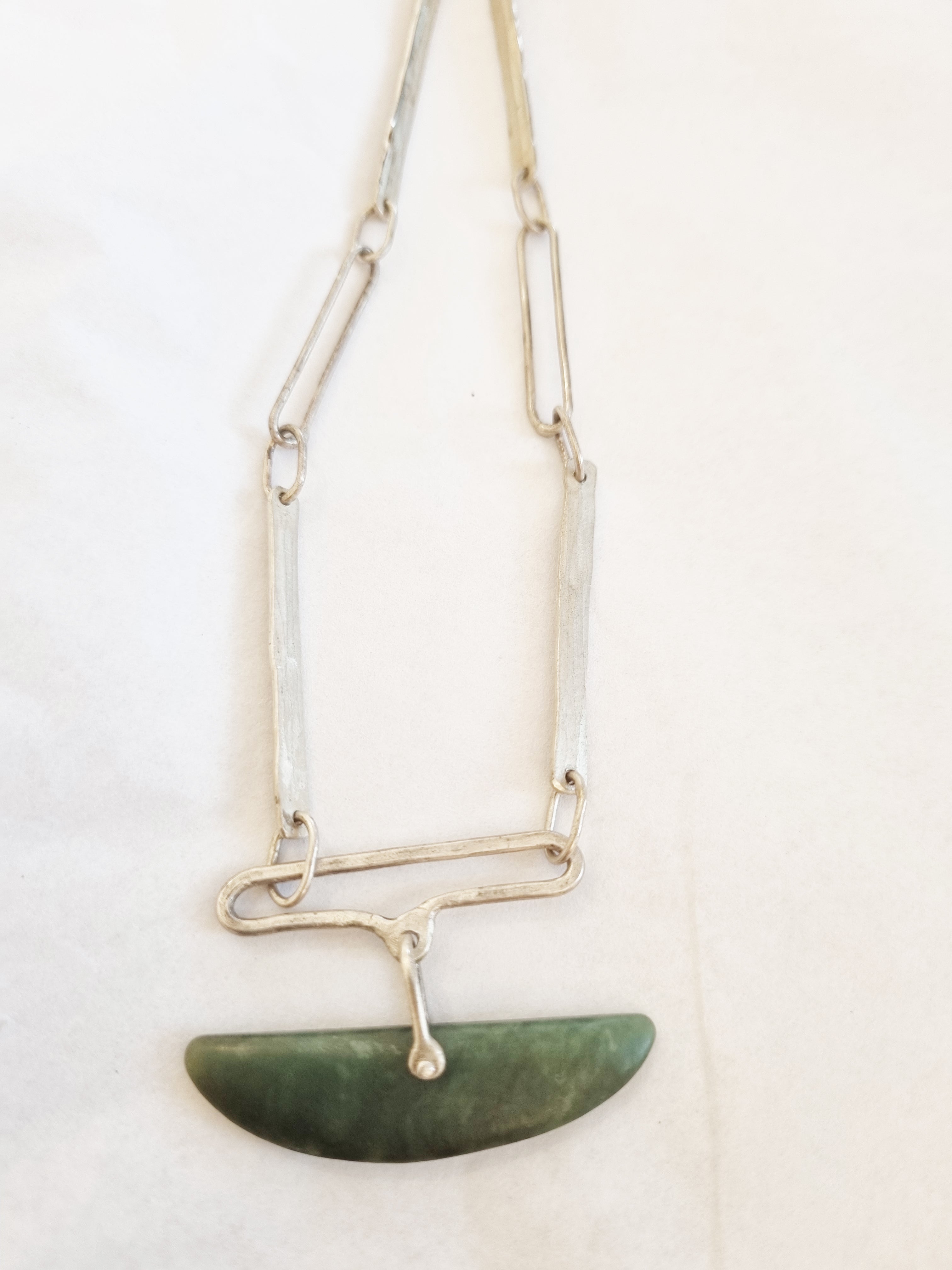 Jade Necklace with sterling silver links