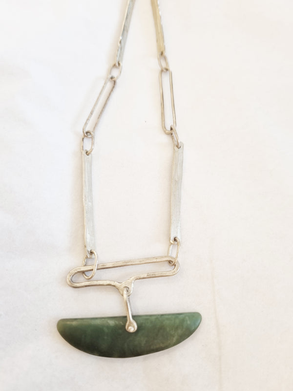 Jade Necklace with sterling silver links